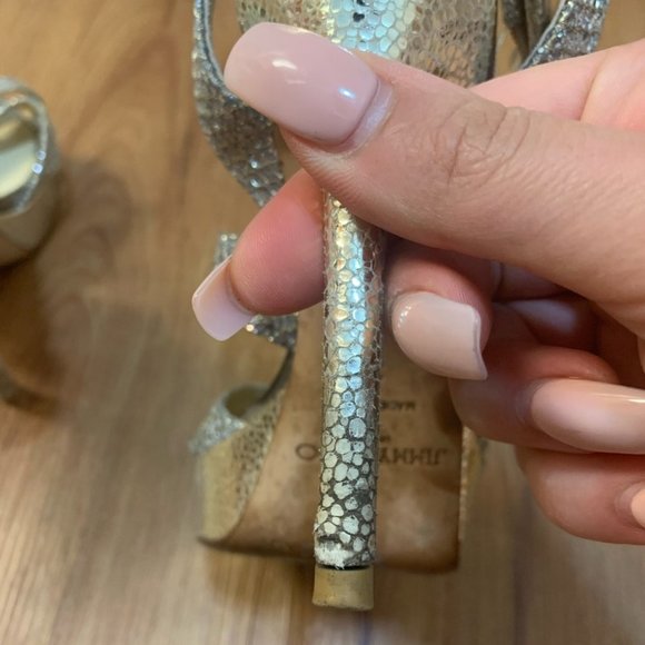 Jimmy Choo Vamp Glitter Crossing-straps Sandals - Picture 14 of 15